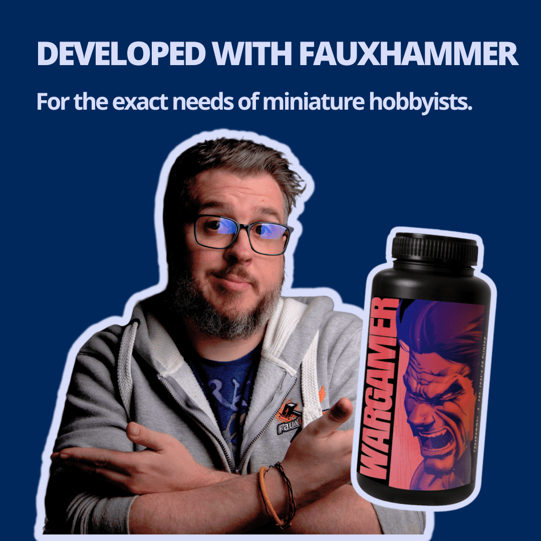 WARGAMER by FauxHammer | Durable Tabletop Miniature Resin | Wash with Water or IPA (1kg) - Yes, That's 3D Printed